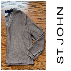 St. John Sport V-neck Knit Metallic Sweater L